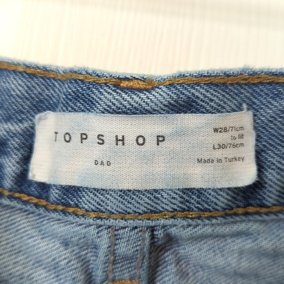 Topshop Distressed Medium Wash High Rise Straight Leg Button Fly Dad Jeans 28 - Picture 8 of 14
